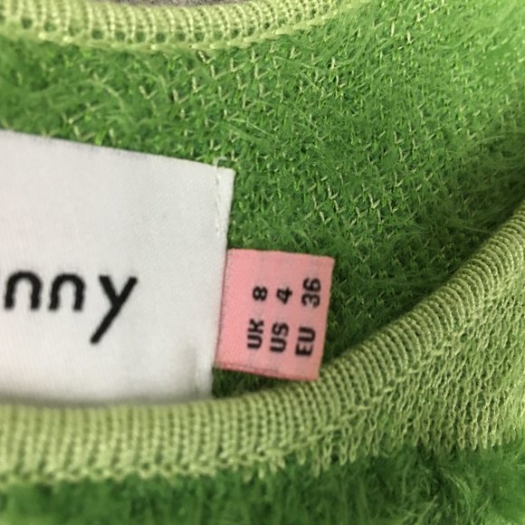 House of Sunny Dress 4 Midi Green Knit Psychedelic Textured Eyelash 60s 90s - Picture 8 of 16